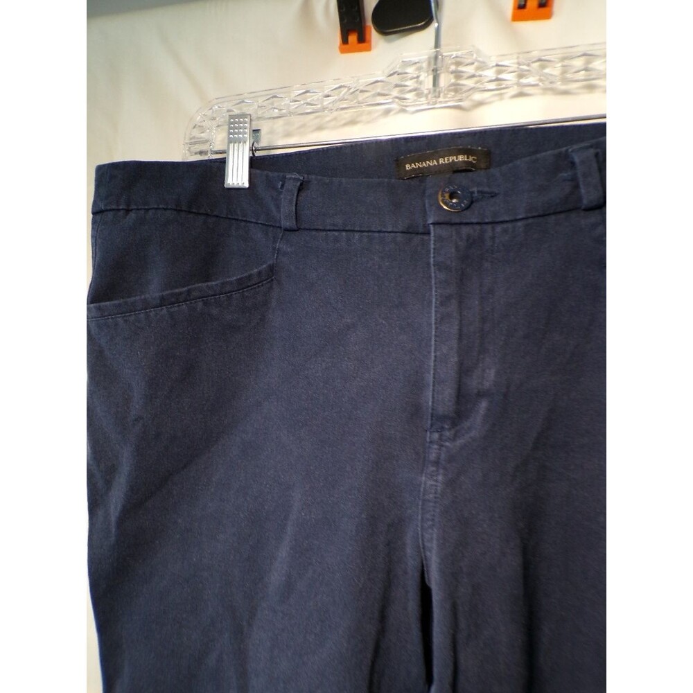 Banana Republic Women's Navy Pants Size 14 Regular Flat Front Straight Leg - Picture 2 of 4